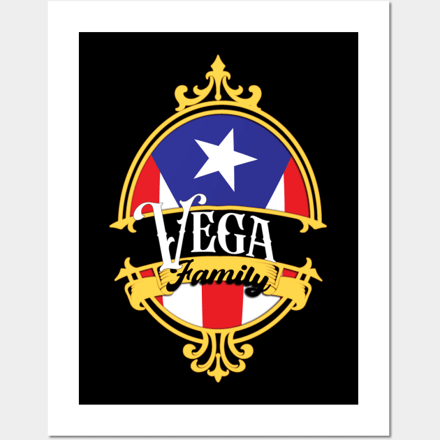 Vega Family - Puerto Rico Flag Wall Art by Coqui Tees